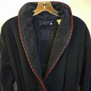Sleepwear Lounge 100% Cotton Heavyweight Robe OS Navy Thick Vintage Laura Ashley
